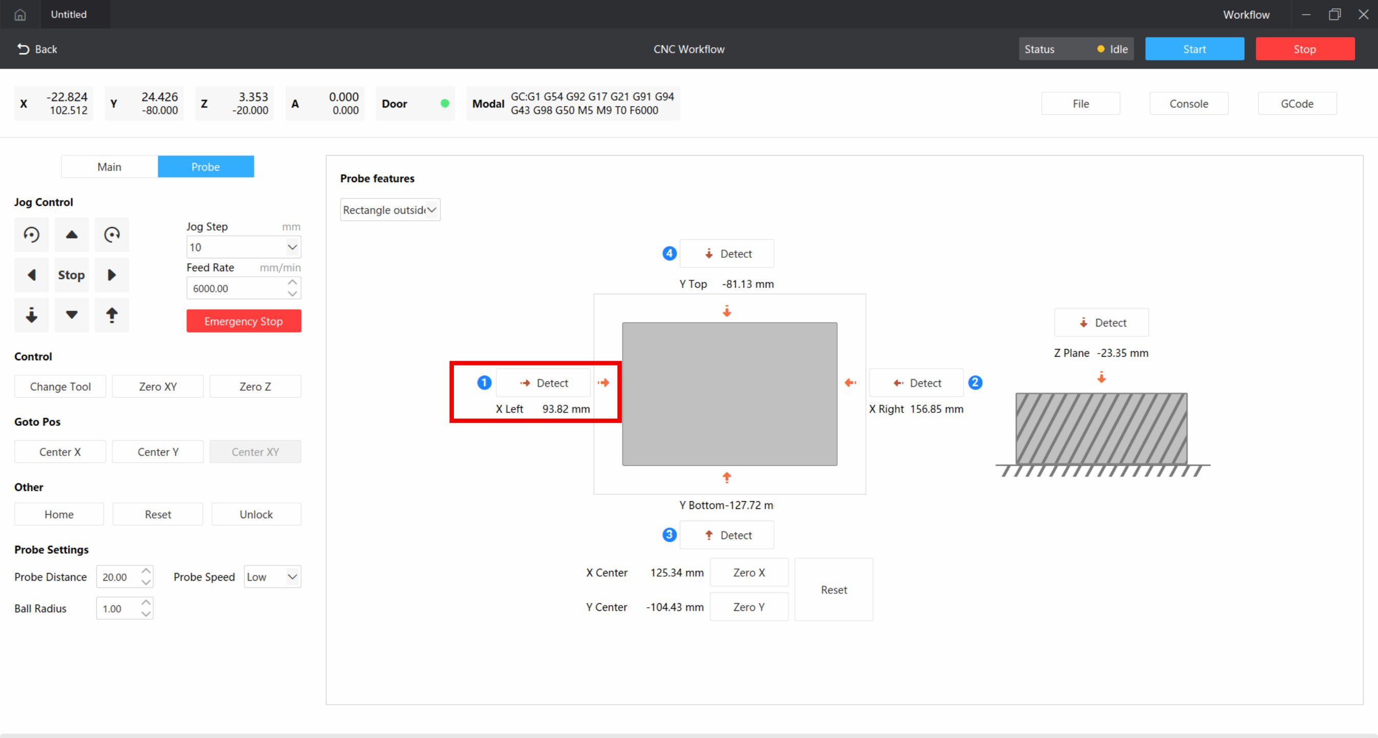x轴左侧探测成功