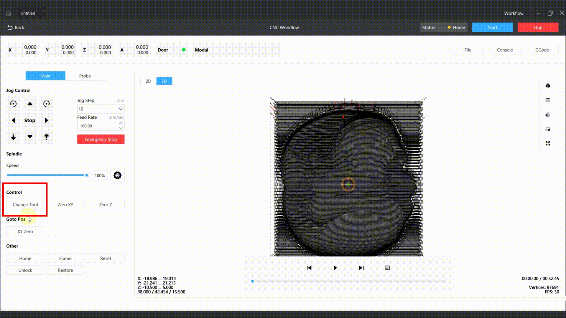 软件中点击换刀按钮